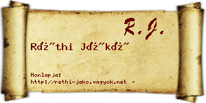 Réthi Jákó névjegykártya